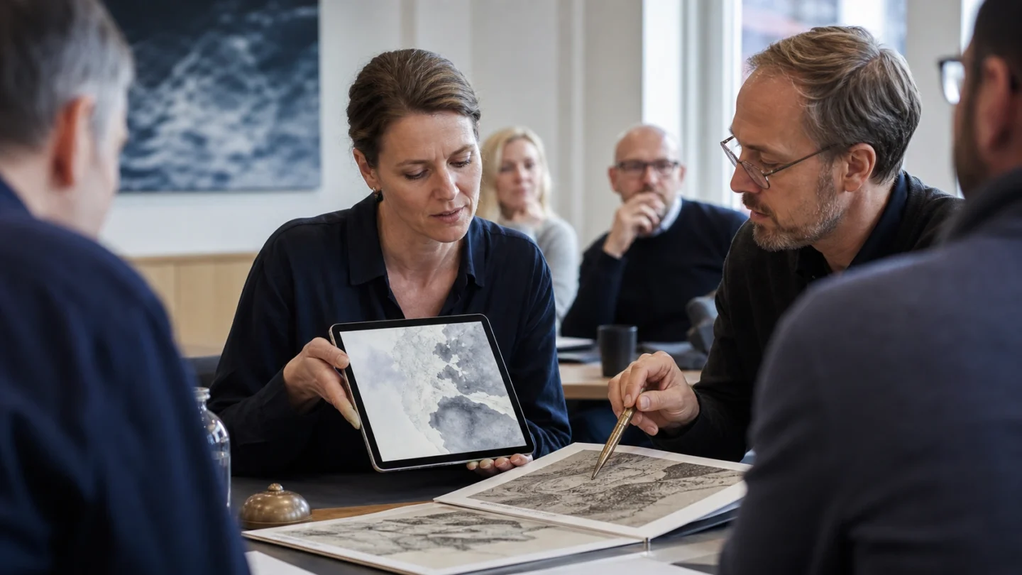 En deltager undersøger et digitalt billede og kontrollerer dets kilde.